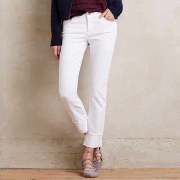 Adriano Goldschmied The Stevie Cuff Slim Straight Cuffed White Jean Mid-rise 26 - Picture 9 of 9